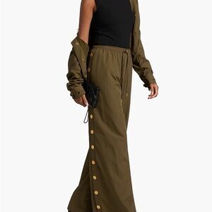 L'AGENCE Olive Track Pants with Button Detail